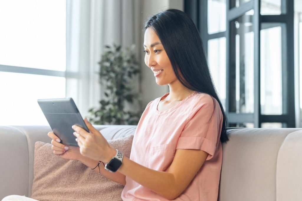 Woman using a tablet