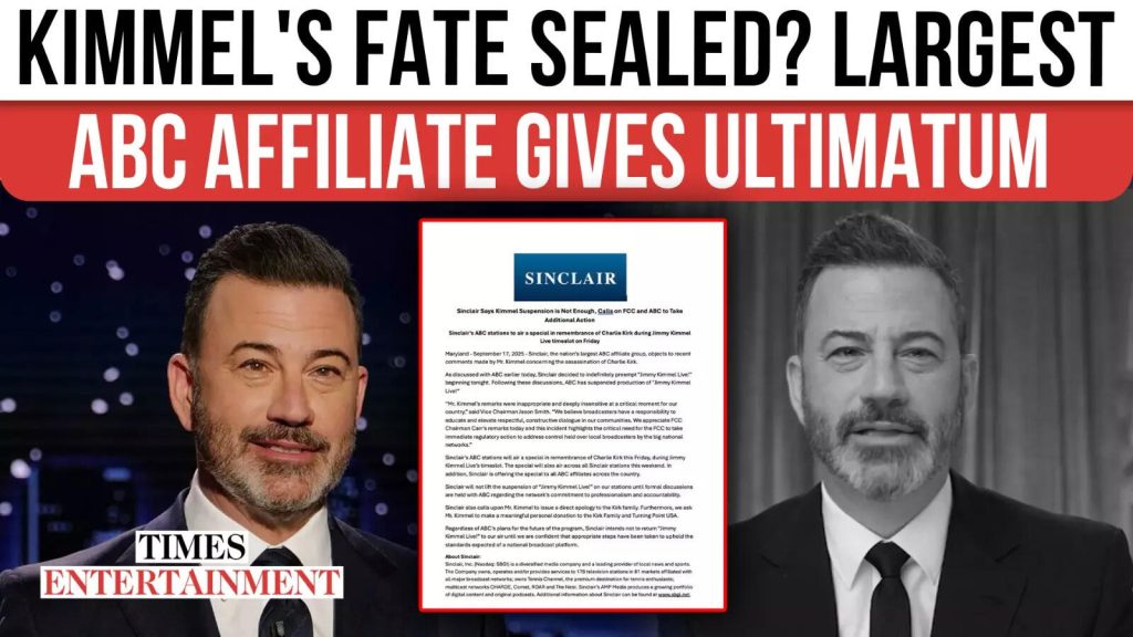 ABC Affiliate Sinclair Blocks Kimmel’s Return, Calls for Donation and Apology to Kirk Family