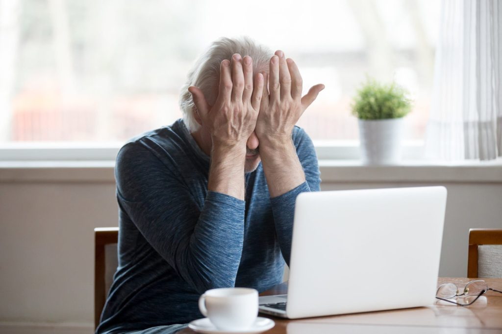 Upset retired man.