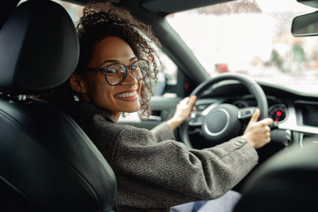 Happy driver and car owner