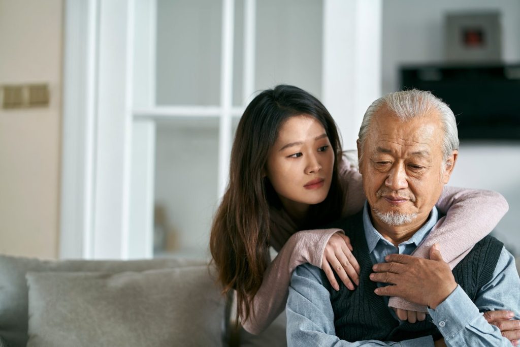 Father and adult daughter