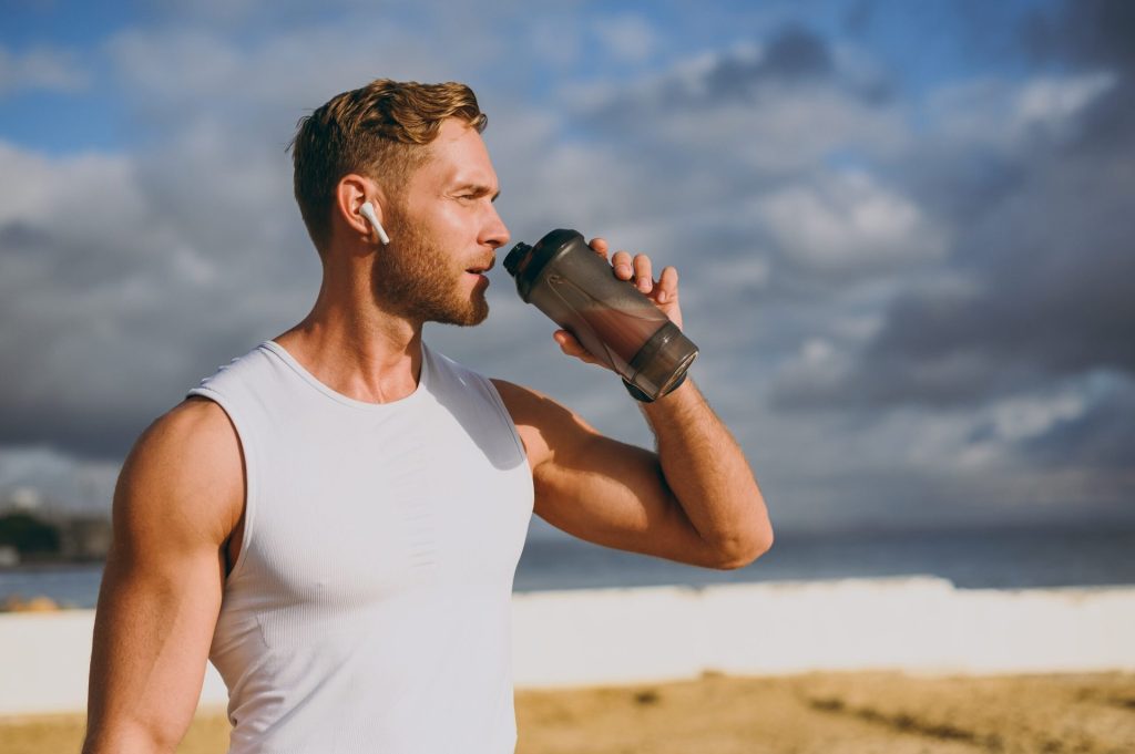 Man drinking a protein shake