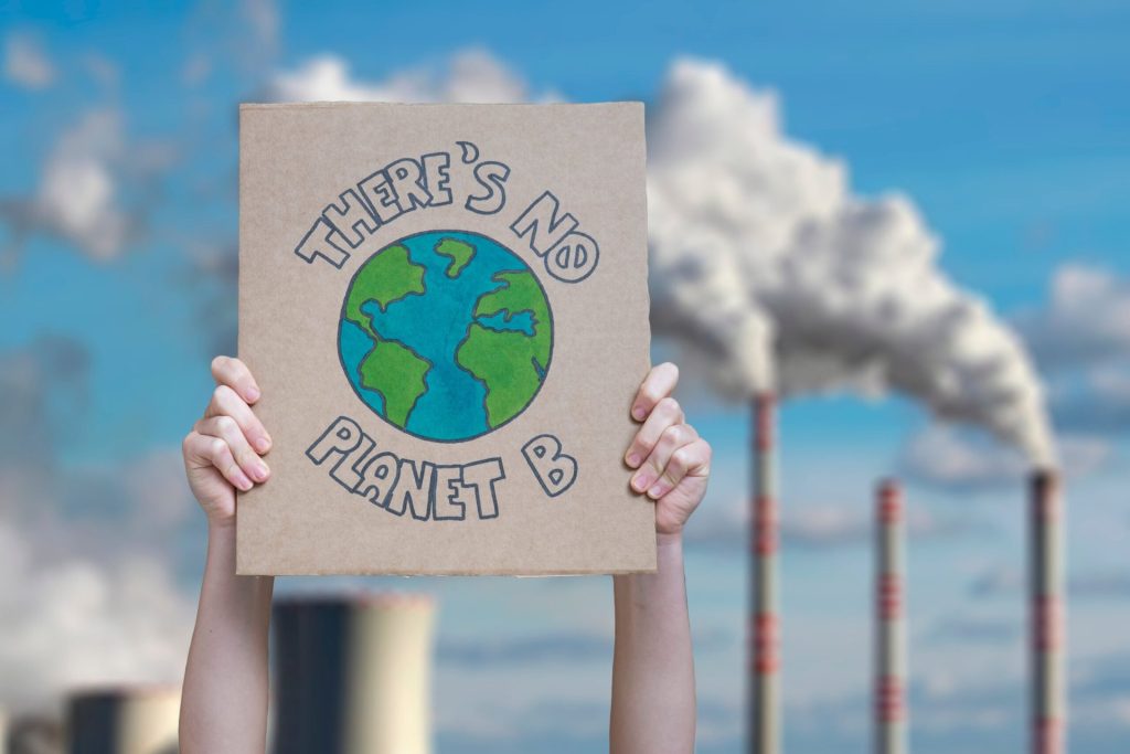 Climate change sign at protest