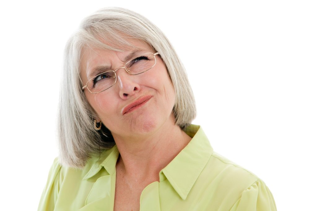 Confused senior woman