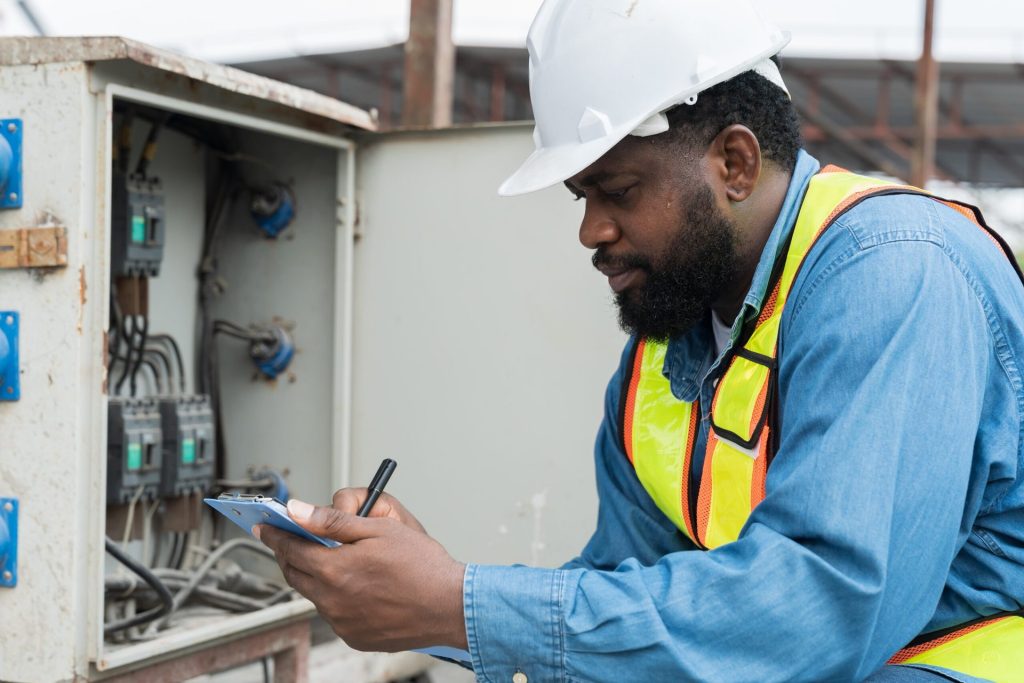 Electrician at a construction site